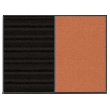 United Visual Products Double Door Radius Corkboard, 42"X32", B UV80025-BRONZE-MEDGRY